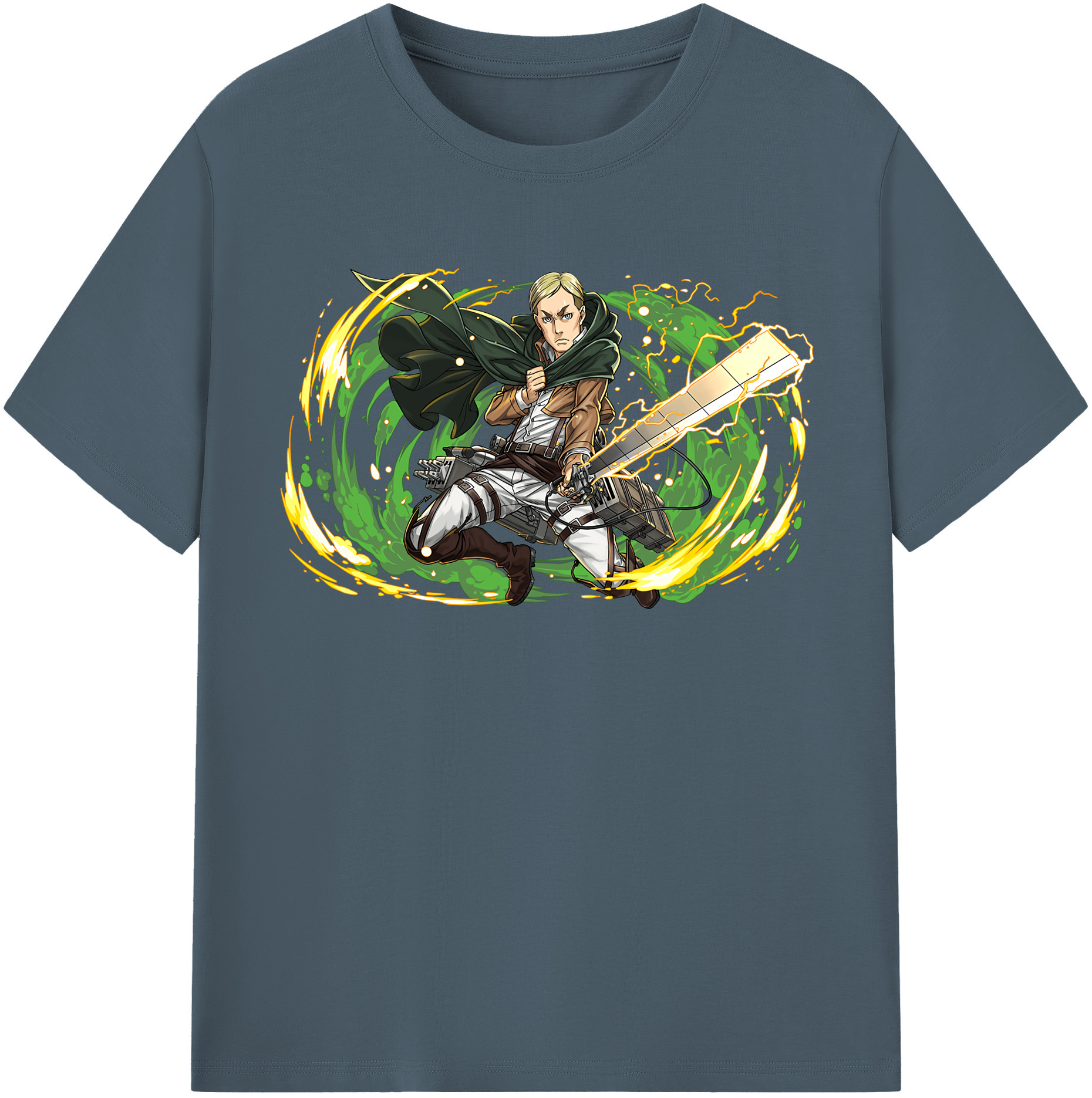 （画像用） 進撃の巨人 エルヴィン・スミス Attack on Titan Erwin Smith 綿100％半袖Tシャツ（フロントプリント）
